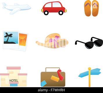 a set of collection of simple travel icons Stock Vector