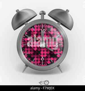 Metal Classic Style Alarm Clock. Stock Vector