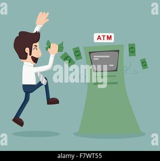 Businessman withdrawing money from ATM Stock Vector