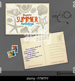 Old Postcard Design, Template Stock Vector