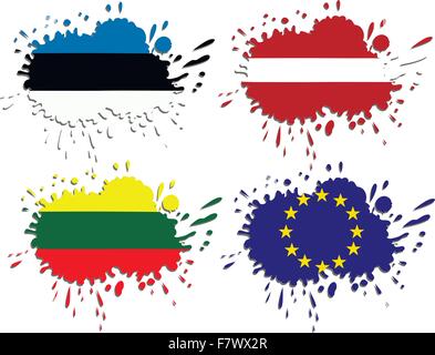 Flags of Baltic as spots Stock Vector