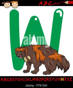 letter w for wolverine cartoon illustration Stock Vector