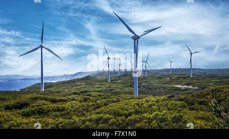 Wind Turbines  on a Wind Farm, Australia Stock Photo