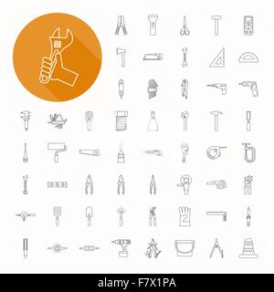 Hand tools icons , thin icon design Stock Vector