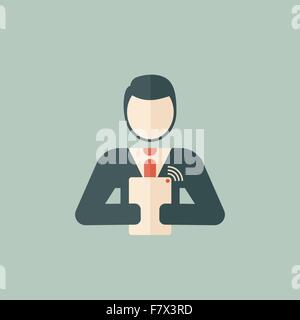Tablet User Flat Icon Stock Vector