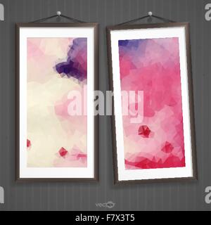 Two  Frames Of Picture On A Striped Old Wall Stock Vector