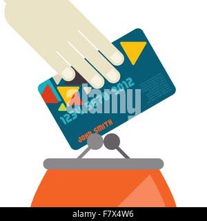 Credit Card And Purse In Flat Design Style Stock Vector