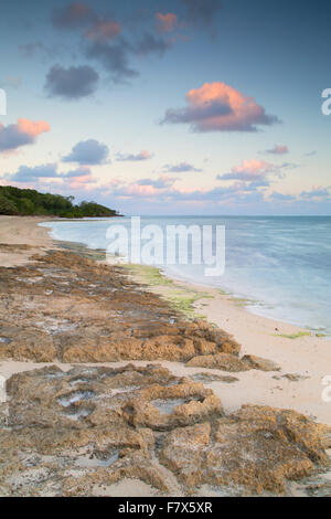 Cuvu Beach at sunset, Cuvu, Viti Levu, Fiji Stock Photo