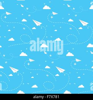 Seamless paper planes background Stock Vector