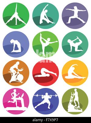 Gym and fitness figures on a white background Stock Vector