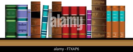 Vector illustration bookshelf library with old books Stock Vector Image ...