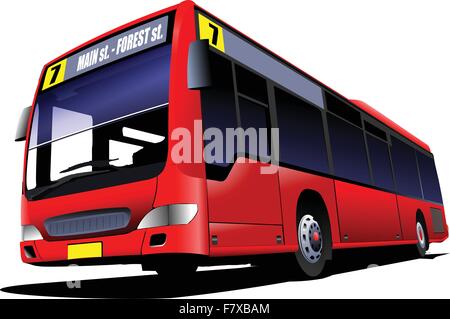 Red city bus. Coach. EPS 10 Vector illustration Stock Vector