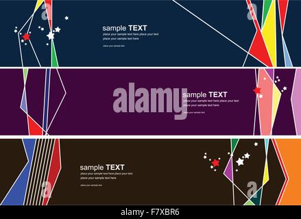 Three colorful Web design templates. Vector illustration Stock Vector