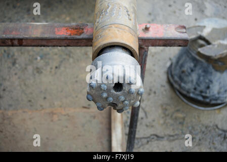 Close up of drilling crown for geotechnical engineering, environmental protection or soil testing purpose. Stock Photo