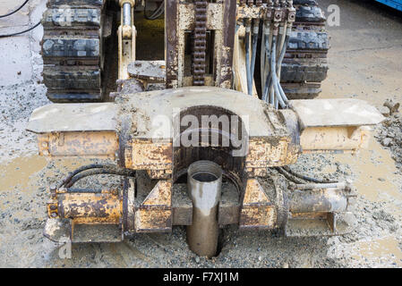 Drilling equipment for geotechnical engineering, environmental protection or soil testing purpose. Close up view. Stock Photo