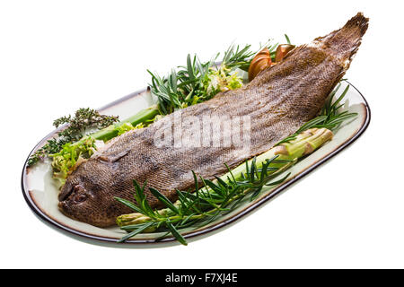 Fish Dover sole roasted Stock Photo