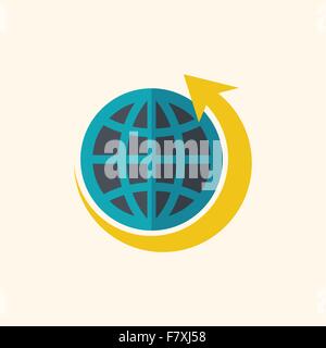 Green World Flat Icon Stock Vector