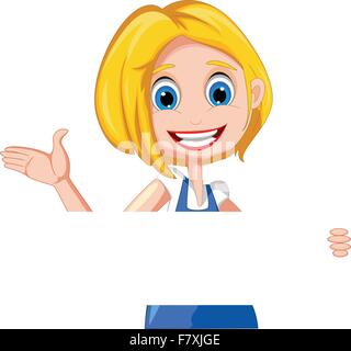 Cartoon girl holding blank paper Stock Vector Image & Art - Alamy