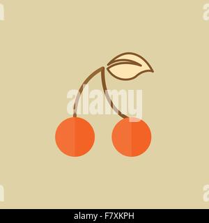 Cherry. Food Flat Icon Stock Vector