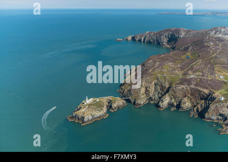 Aerial views of South Stack lighthouse on Anglesey, Wales Stock Photo