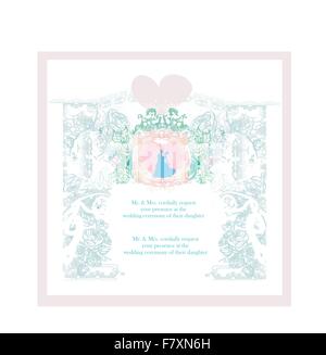 Wedding invitation card with floral elements. Stock Vector