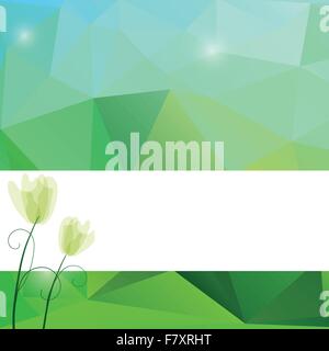 Spring triangle pattern in green and blue colors. Vector background for web. Corporate style , identity version. Stock Vector