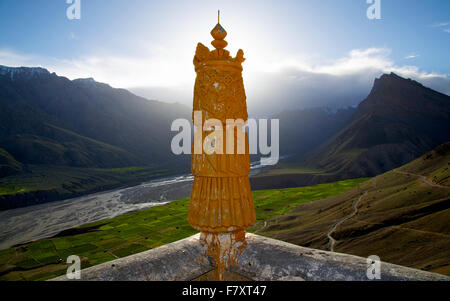 View from top of Key Monastery in Spiti Stock Photo