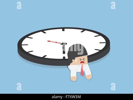 Businessman under the big clock, Deadline, Overtime concept, VECTOR, EPS10 Stock Vector