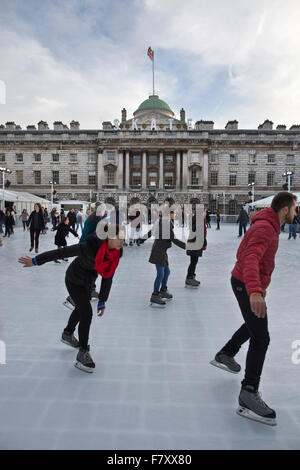 Somerset House Ice Rink, people ice skating on the ice rink on the ...