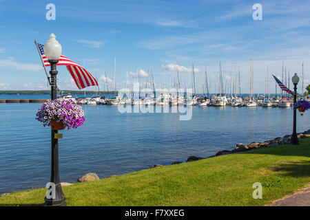 Downtown waterfront in Bayfield Wisconsin on Lake Superior Stock Photo