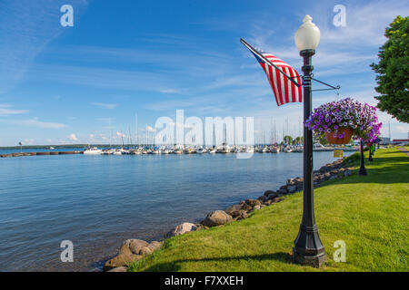 Downtown waterfront in Bayfield Wisconsin on Lake Superior Stock Photo