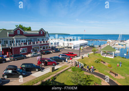 Downtown waterfront in Bayfield Wisconsin on Lake Superior Stock Photo