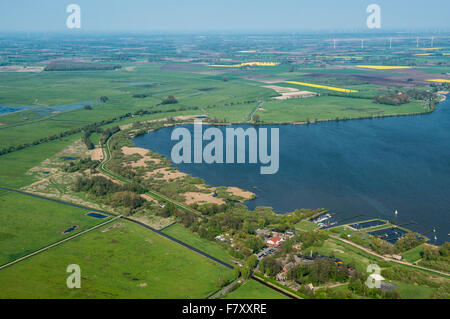 aerial view to olgahafen on lake dümmer, dümmerlohhausen, district diepholz, niedersachsen, germany Stock Photo