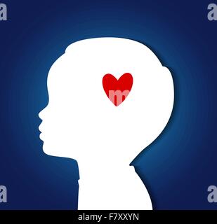 Child head with heart Stock Vector