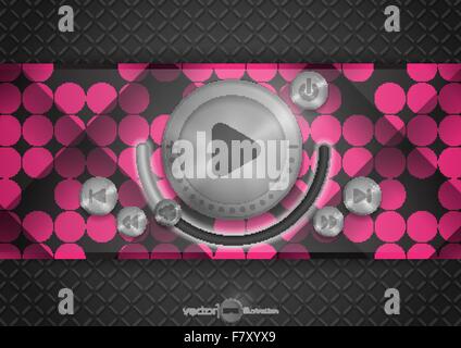 Abstract Technology App Icon With Music Button Stock Vector