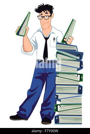 Businessman with file folders and documents Stock Vector