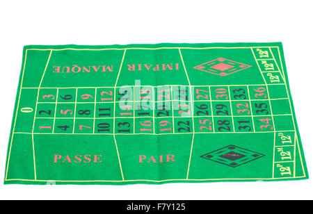 Green casino roulette table isolated on white background Stock Photo