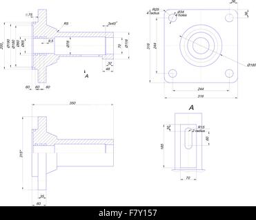 Engineering drawing of steel bush Stock Vector Image & Art - Alamy