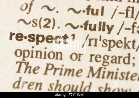 Respect Word Definition Text in Dictionary Page Stock Photo - Alamy