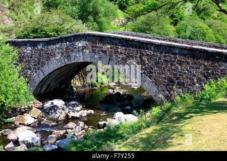 Bridge over the West Okement River at Vellake Corner, near Meldon Reservoir, Dartmoor National Park. Stock Photo