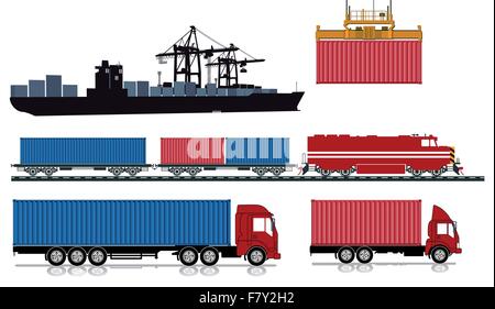 Loading and sending of containers Stock Vector