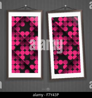 Two  Frames Of Picture On A Striped Old Wall Stock Vector