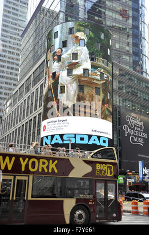 John Singer Sargent painting appears on a digital billboard in New York's times Square during the Art Everywhere event.