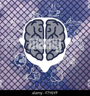 Modern Business Brain Concepts In Flat Design Stock Vector