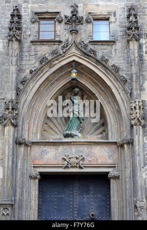 Santa Maria del Mar Church, La Ribera District, Barcelona, Catalonia, Spain, Europe Stock Photo