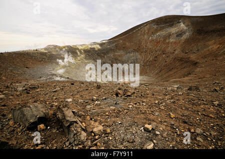 Fumaroles on Gran Crater, the active crater of Vulcano, Aeolian Islands, Sicily, Italy Stock Photo