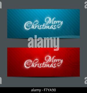 Merry Christmas Banners Set Design Stock Vector