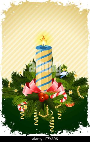 Grungy Christmas Card with Decorations Stock Vector