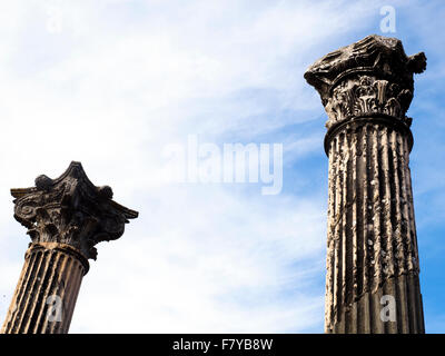 Ruin of ancient corinthian columns in Villa Adriana, Hadrian's Villa, near Tivol - Rome, Italy