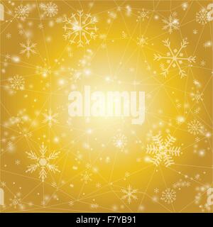 Vector Christmas background with snowflakes on golden background Stock Vector